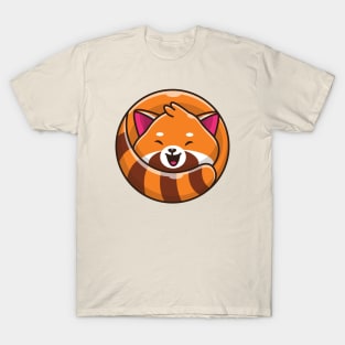 Cute Happy Red Panda Cartoon T-Shirt